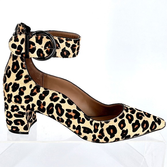 Paolo Shoes - Linea Paolo‎ Size 7.5 Leopard Print Calf Hair Block Heel Pumps NEW Corwyn $130